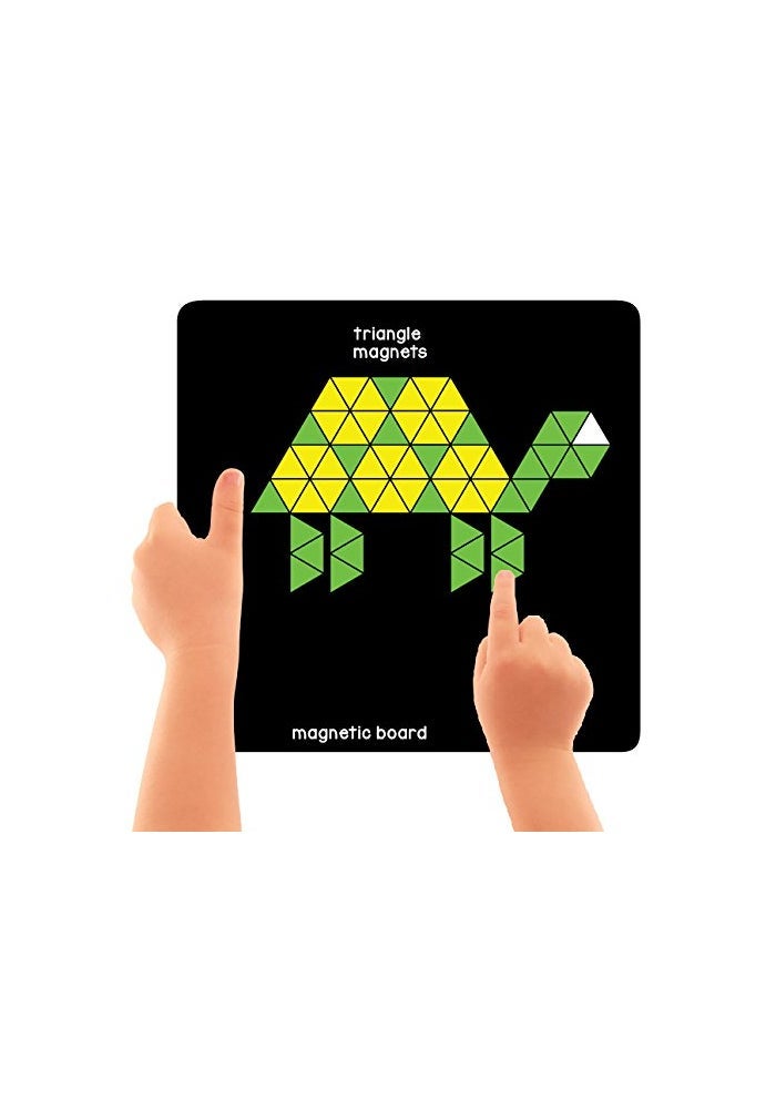 Play Panda Magnetic Puzzles: Triangles - 250 Colorful Magnets, 100 Puzzles, Magnetic Board & Display Stand - Image 4